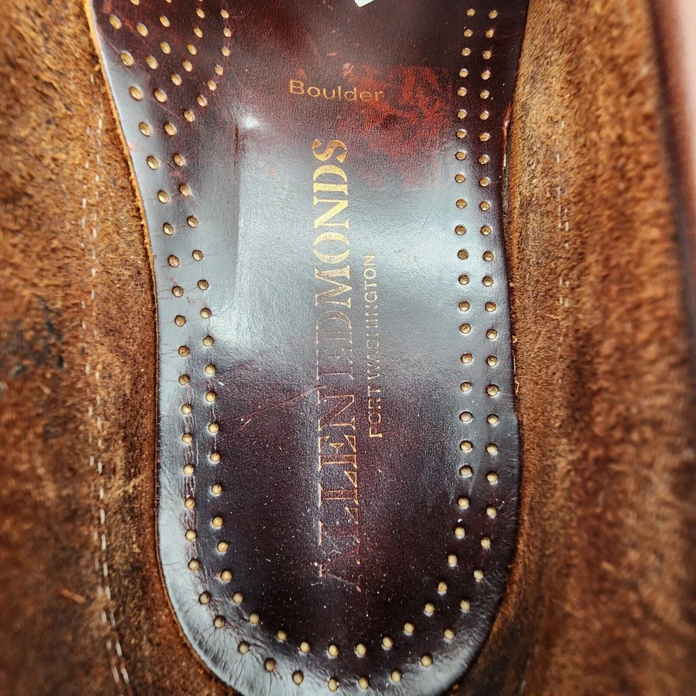 Allen Edmonds Boulder‎ Driving Shoes Mens 9.5 D Brown Leather Stitched Moccasin